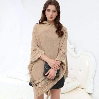 Custom Fabric and Pattern Winter Traditional Ethnic Pleated Knitted Women Ladies Pocket Poncho Coat Online Clothes Supplier