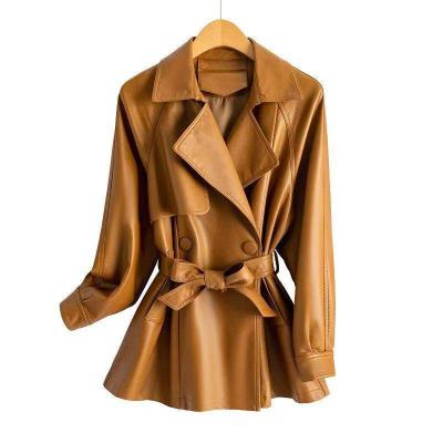 2025 Spring New Korean Style Plus Size Women's Jacket Waist-Cinching Slimming Coat Short Trench Design Button Decoration